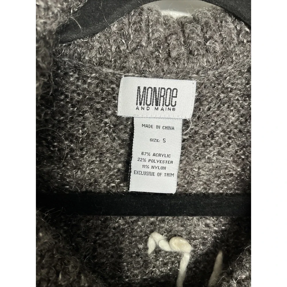 Sz S Monroe and Main Women's Coat Button Yarn Woven Patchwork Long Cardigan